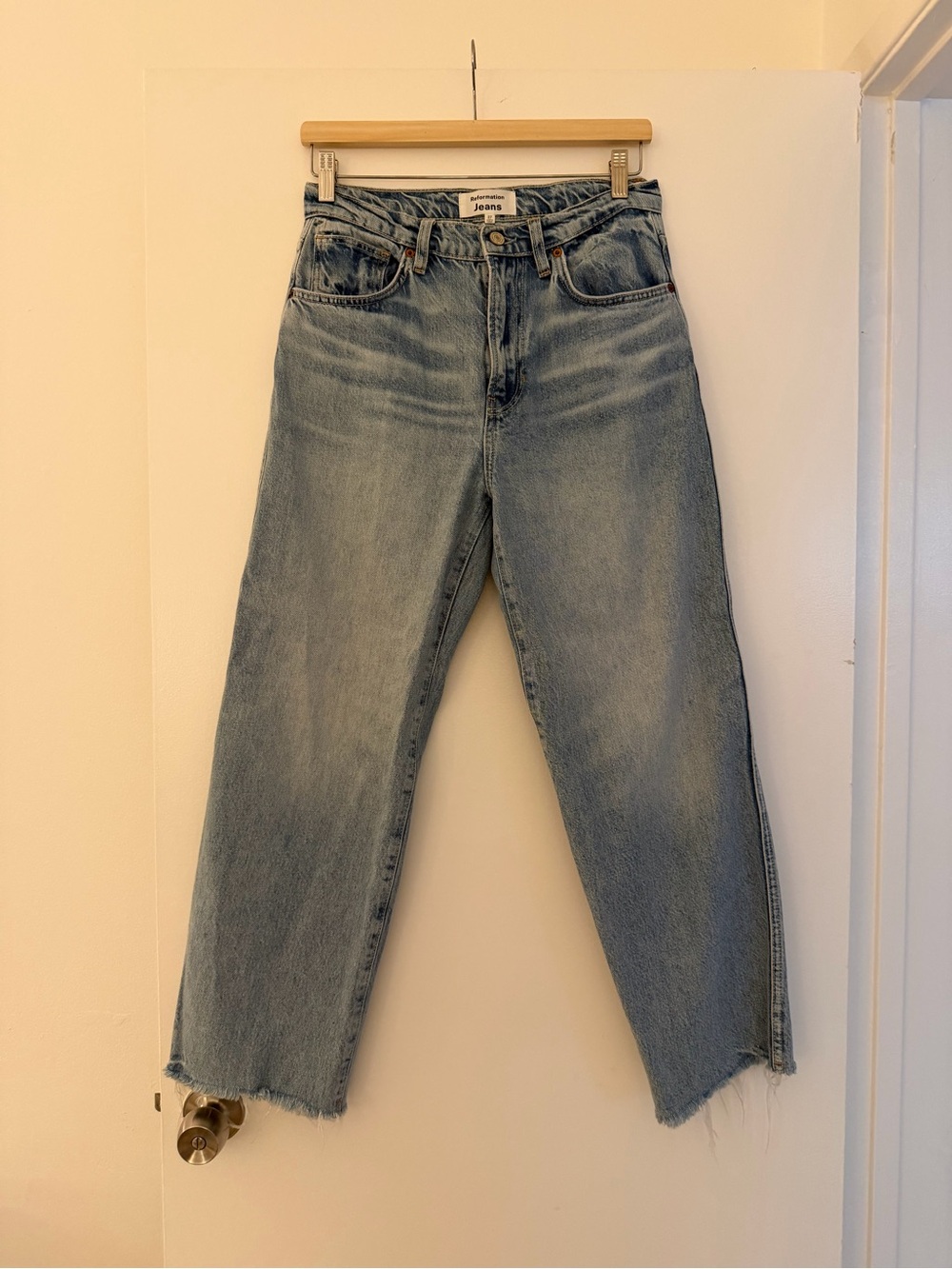 Reformation Straight Leg Jeans in Light Blue Wash - Picture 2 of 4